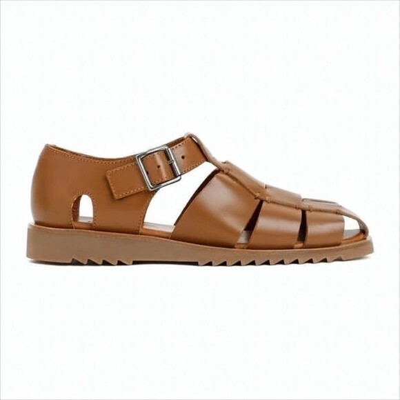 Paraboot Closed-Toe Brown Leather Sandals - NWT